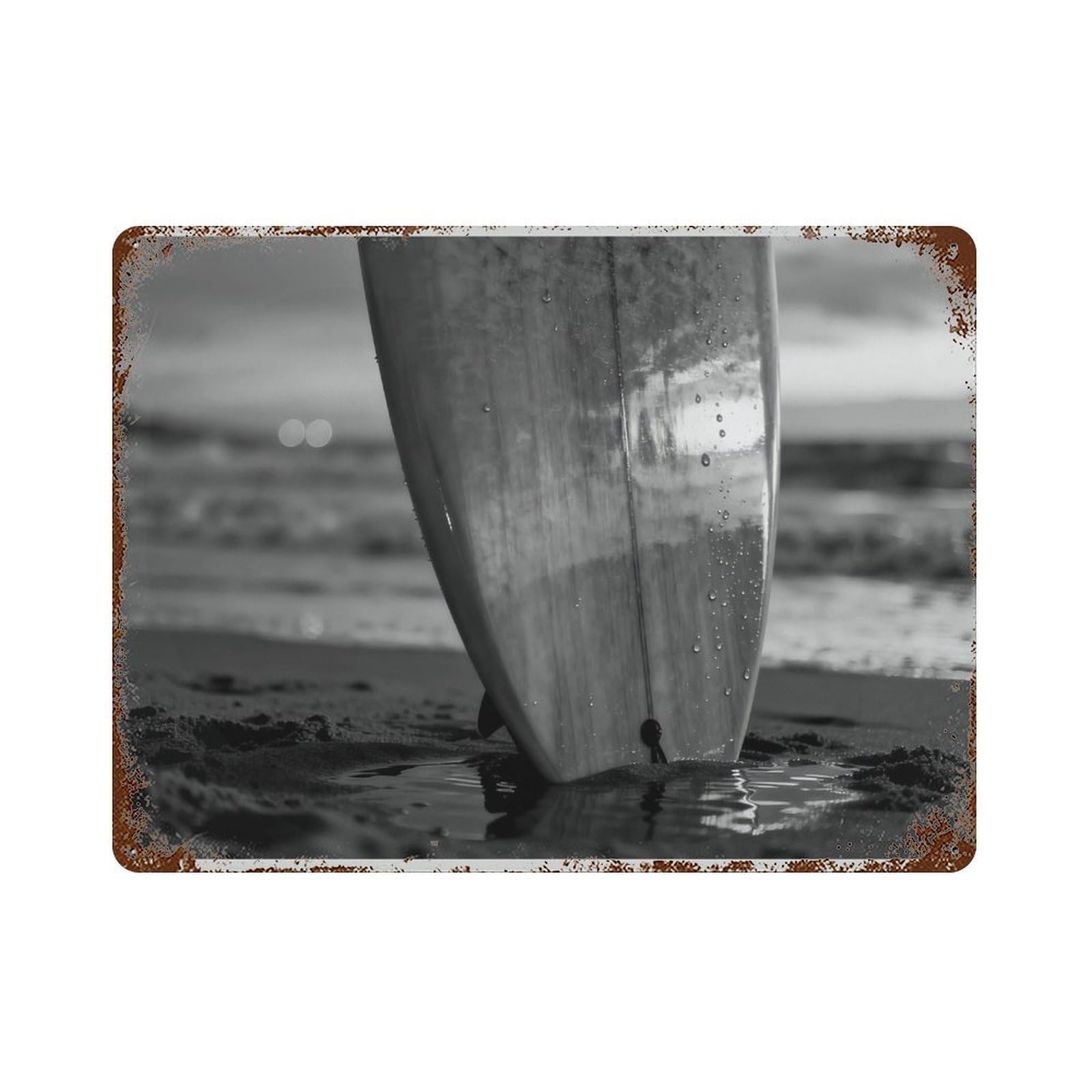 xiaoxiaoshen Black And White Surfboard Vintage Beach Home Decor Wall Decor Art Metal Tin Poster Modern Home Decor Art Home Bar Shop Decorations Vintage Sign 30x40cm