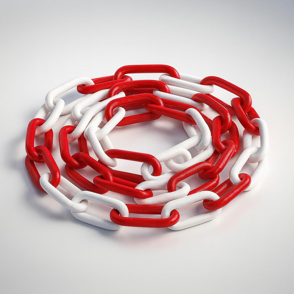 Chaîne d'arrêt en plastique Rouge/blanc Épaisseur 6 mm 1 taille 25 m