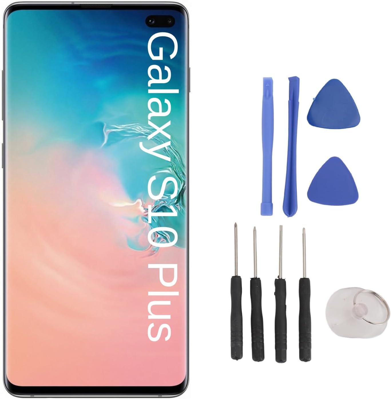 Organic Screen Replacement for S10 Plus, S10 Plus Frame, Digitizer Assembly with Frame Repair Tools for S10 Plus Smartphone