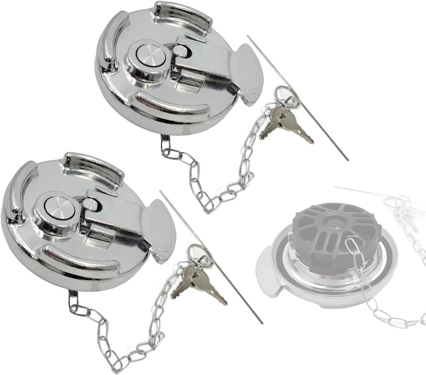 2Pcs 11-04859-100 4" Locking Diesel Fuel Cap, Lever-Style Aluminum Fuel Tank Cap with Key Fit for 1972-2017 Peterbilt 330, 379, 389, 579, 587 Trucks, OE# 11-04859-200, 572.1015, 600212