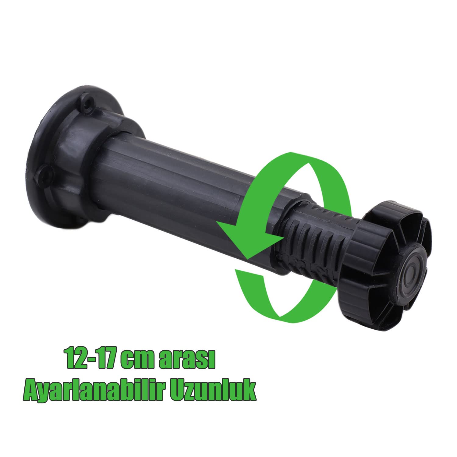 Badem10 Mobilya Dolap Ünite Tezgah Ayağı Ayarlanabilir 12 cm Siyah Denge Ayak (4 ADET)