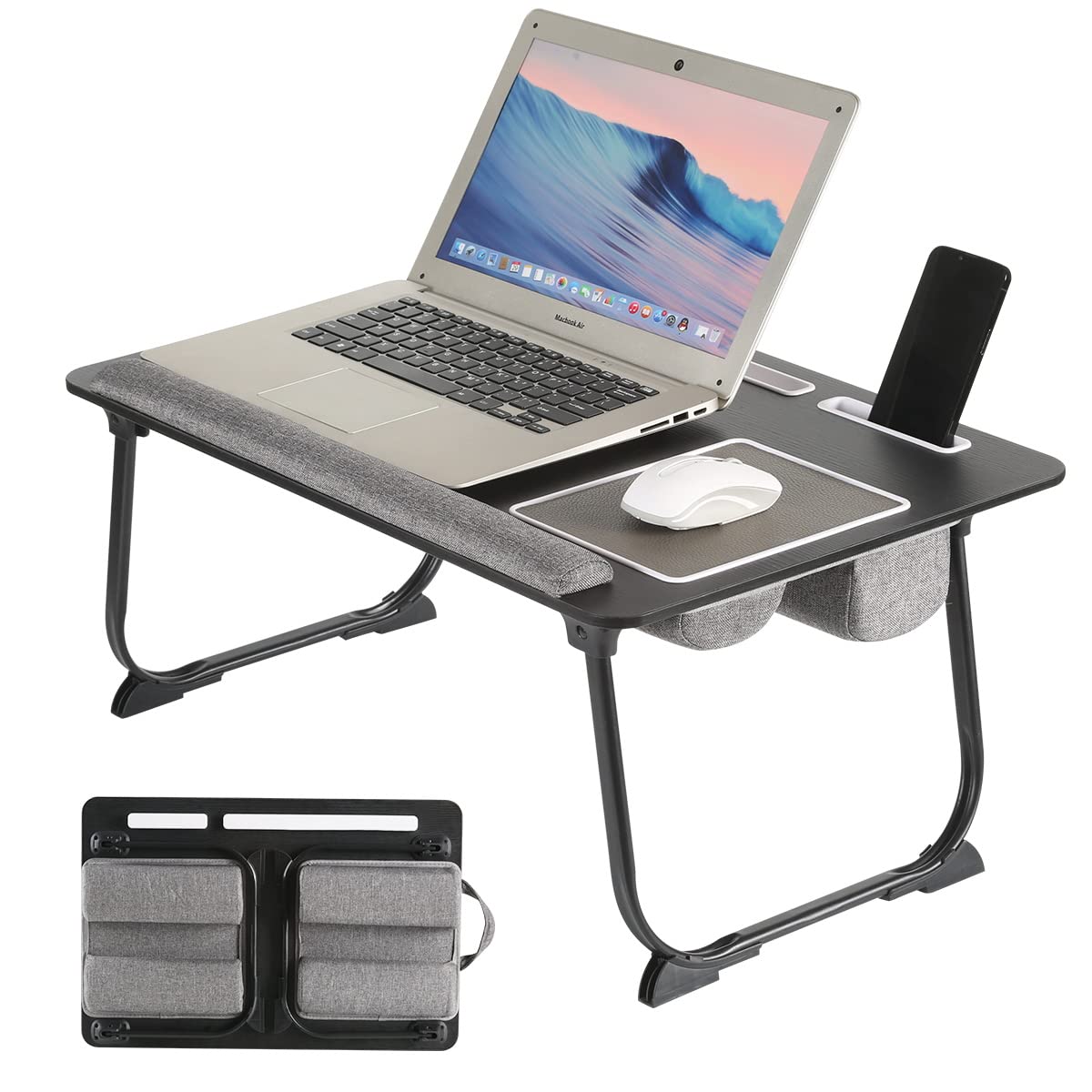 OMUMUO Laptop Desk,2 in 1 Lap Desk with Cushion 17 inch Laptop,Folding ...