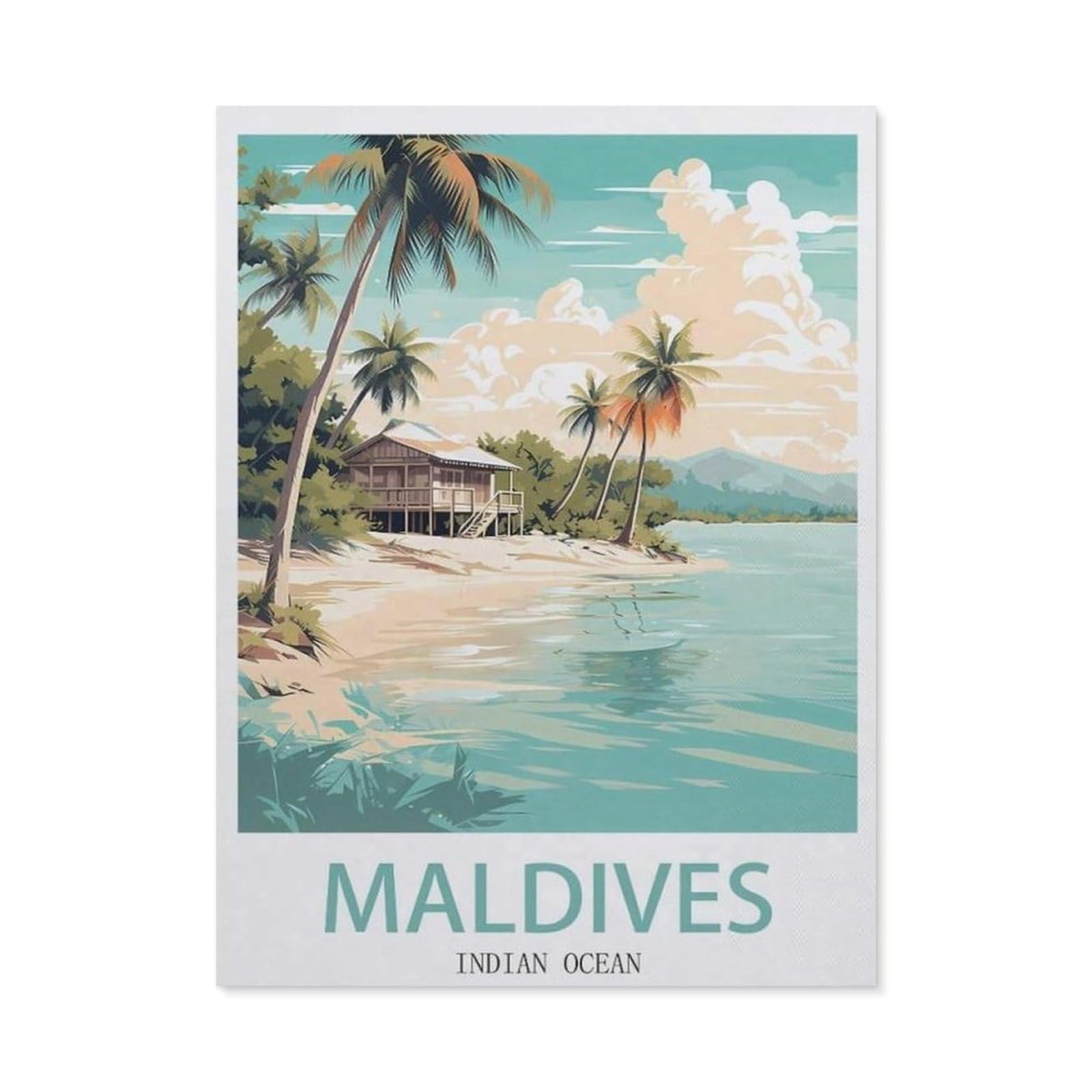 Metal Sign，Maldives Indian Ocean，Vintage Tin Sign Home Kitchen Bar Cafe Club Cave Wall Decor(20x30cm）8x12 inch-EC83