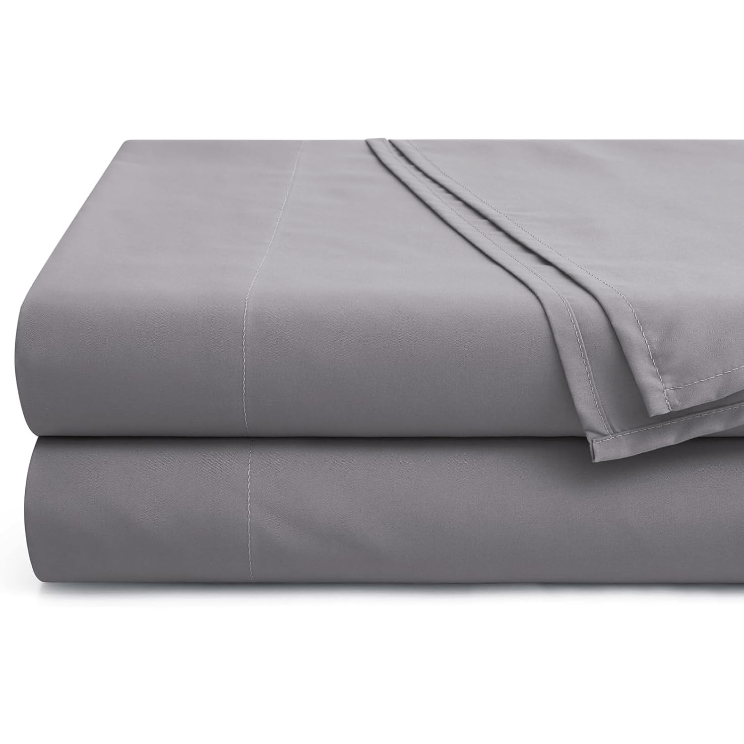 Hafaa Flat Sheet 100% Egyptian Cotton Bed Sheets 200 Thread Count Super Soft & Breathable Hotel Quality Bed Sheet - Wrinkle & Shrinkage Resistant (Grey, Single 2 Pack) — image 1