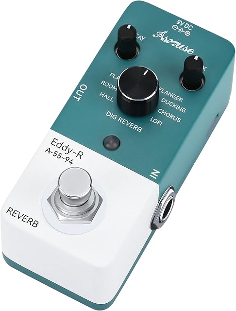 Asmuse Reverb Guitar Pedal , Mini Guitar Effects Pedal with 9 Modes Suitable for Electric Guitar and Bass, True Bypass