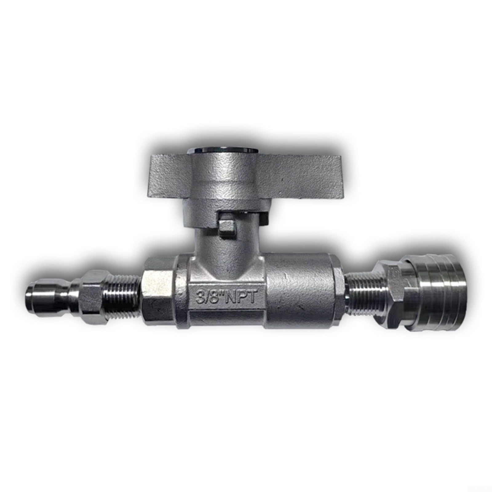 Valvola a sfera in acciaio inox da 3/8" con attacco rapido per idropulitrici fino a 5000 PSI, a prova di perdite e resistente alla ruggine