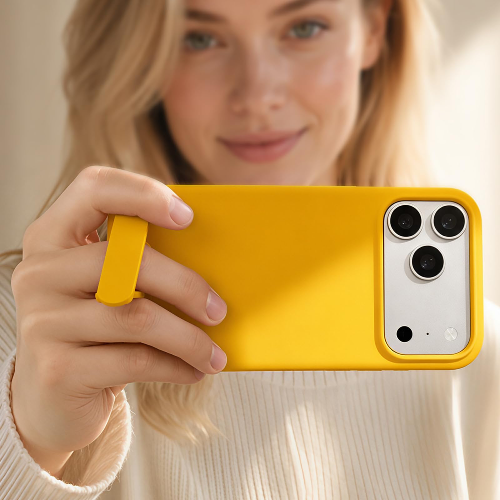 Smukłe etui na telefon iPhone 17 Pro Max/17 Pro/17, miękki płynny silikon zapobiegający odciskom palców telefon komórkowy pokrowiec z klapką na stojak, chrom, 17 ProMax