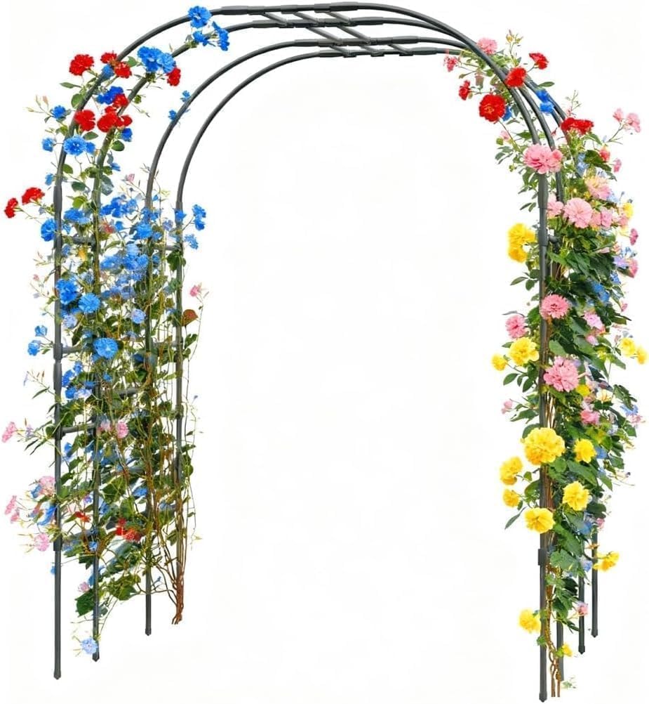 Arch Metal Outdoor Garden Arbor, 7 Ft Tall Garden Trellis, Steel Frame for Rose Grape Cucumber, Climbing Plants & Heavy Vines Support, Wedding Patio Décor, 2 Pack