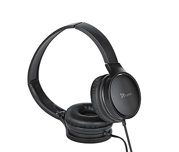 SYSKA HS500 Over-Ear Wired Headset, HD Sound & in-Built Mic, Headset with Comfortable Ear Cushions, 1.2m Cord (Jet Black)