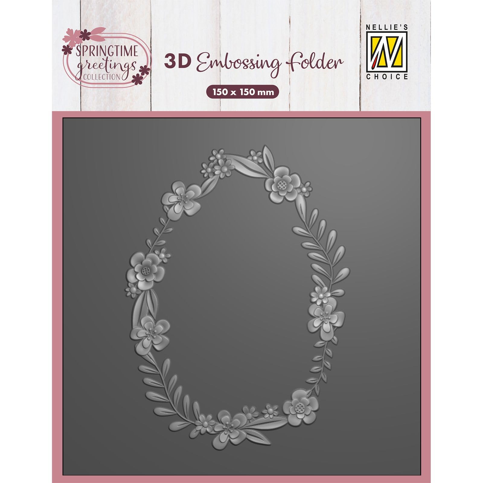 Nellie's Choice 3D Embossing Folder Flower Easter Wreath Design 5.91 x 5.91 inches - Card Making Supplies for Journaling, Blank Cards and Envelopes - Scrapbook Accessories