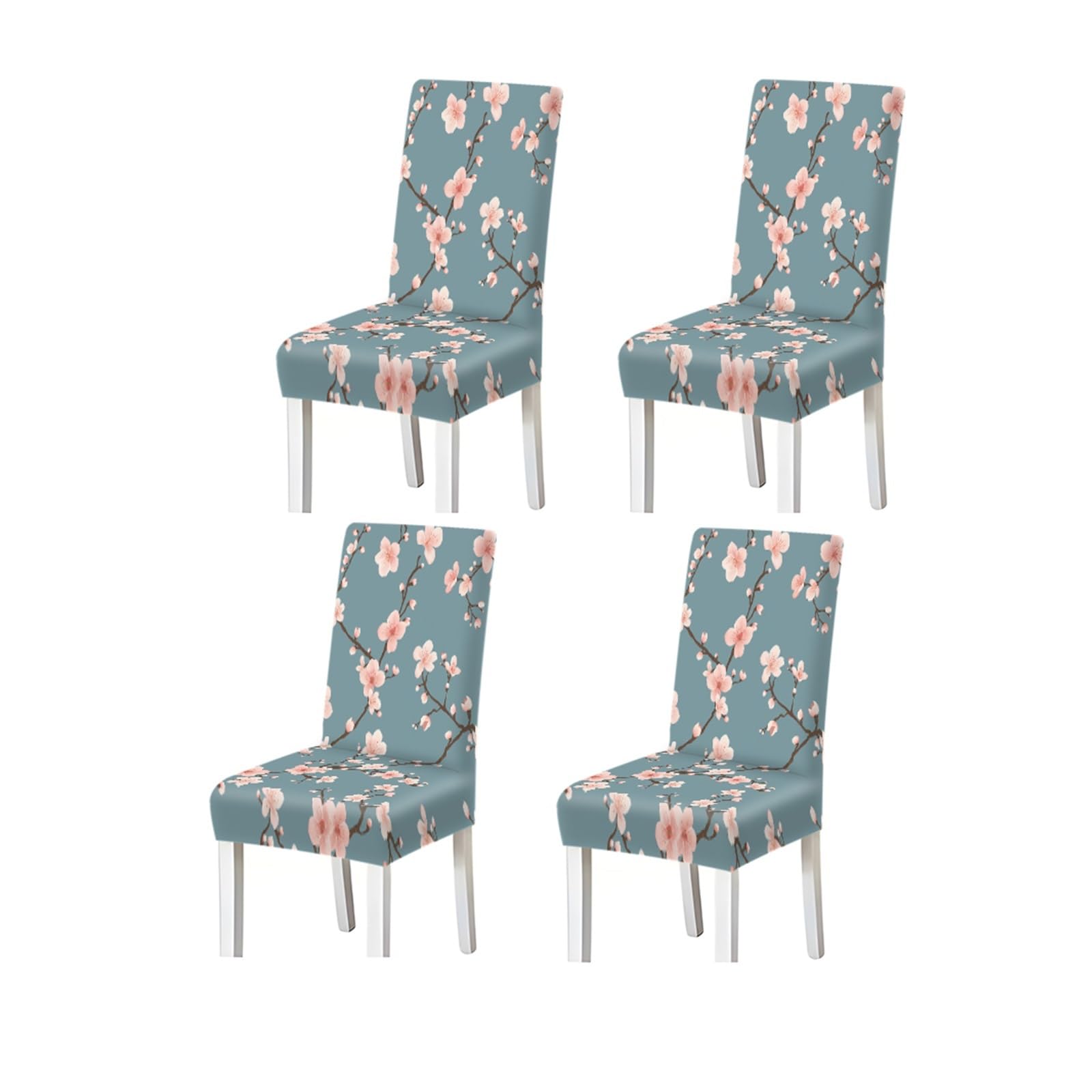 KXUAUV Cherry Blossom Floral Pattern Print Dining Chair Covers Set Of 2/4/6, Stretch Slipcovers For Kitchen Dining Room Seat Protectors for Restaurant Hotel Party(4PCSChair cover)