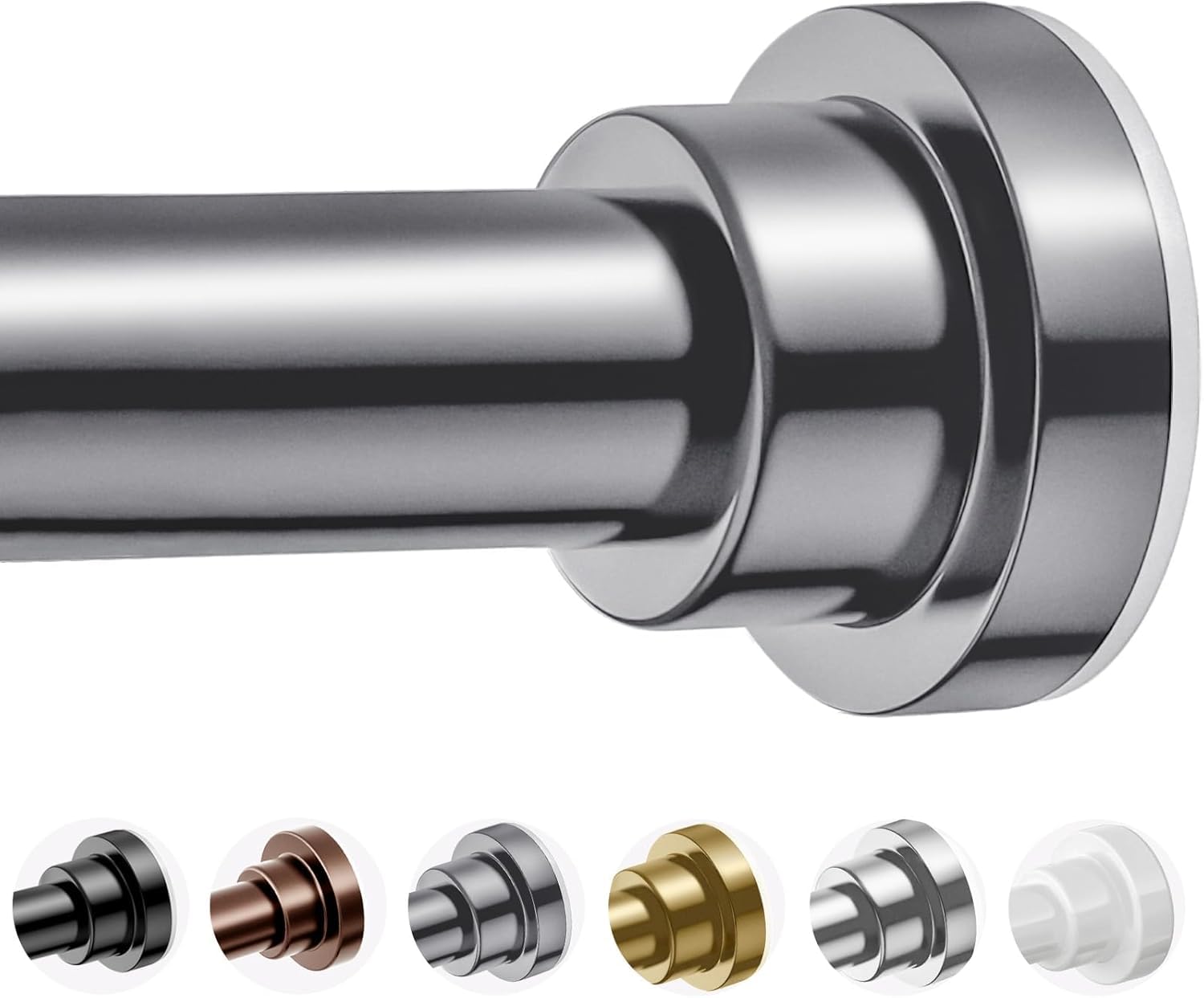 Bingobang Extendable Curtain Pole 70-132cm Grey Shower Tension Rod No Drill