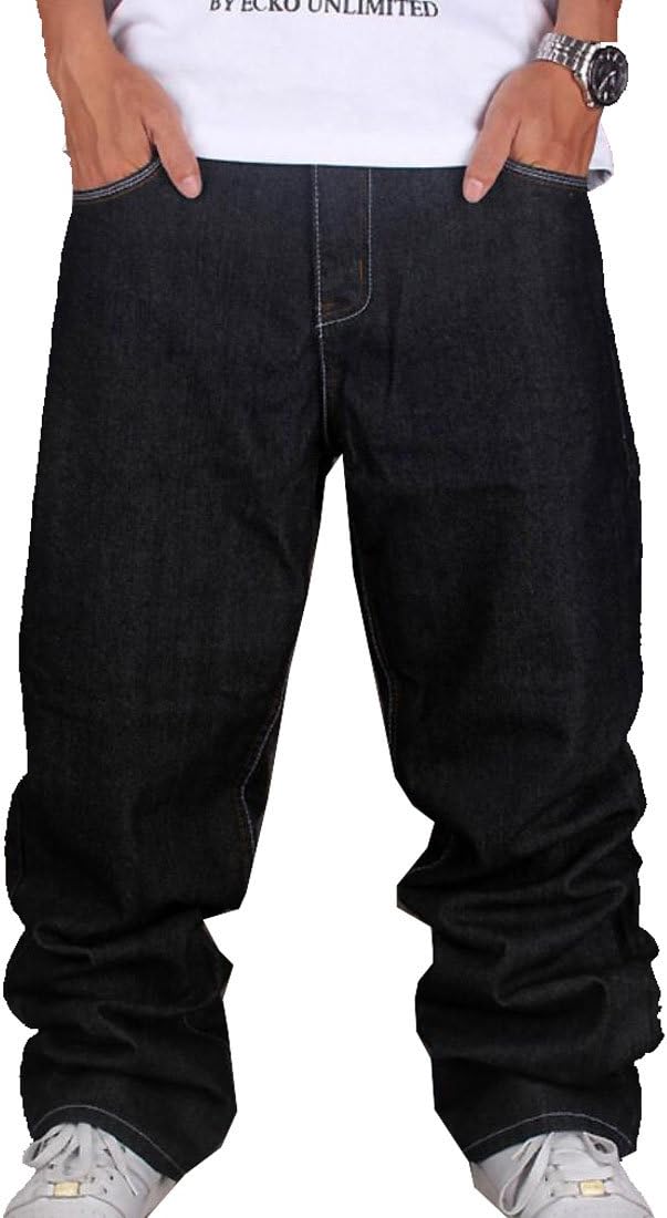 Tomteamell Mens Denim Pants Hip Hop Loose Fit Baggy Jeans Waist 38" Black