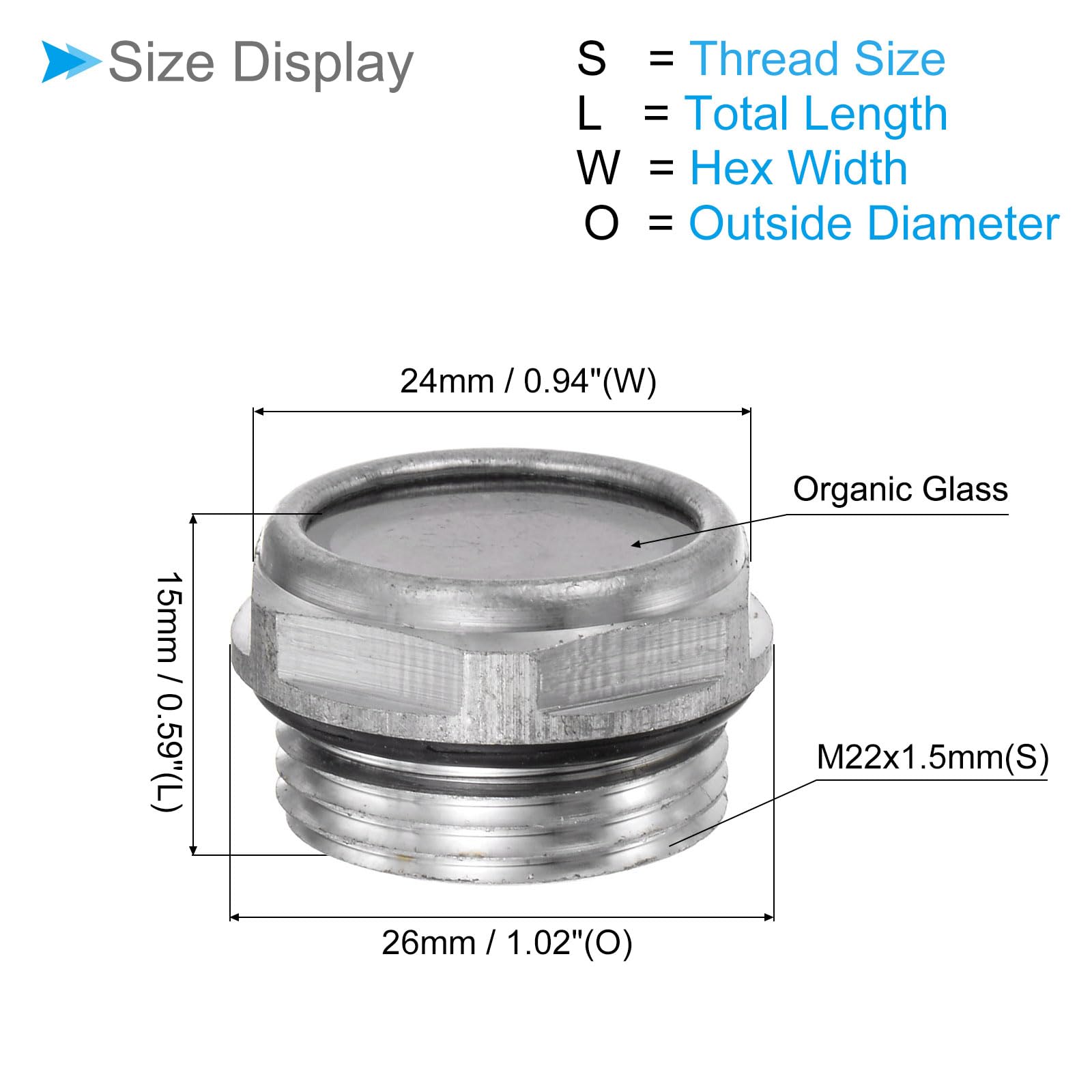 CoCud Air Compressor Oil Sight Glass,, M22x1.5 - Image 2