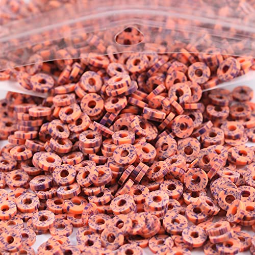 2000pcs Multicolored Brown Clay Beads for Bracelets Making, Flat Round Polymer Clay Beads 6mm Spacer Heishi Beads for Jewelry Making Earring Bracelets Necklace