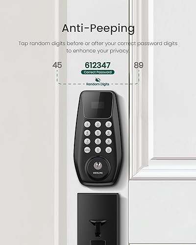 Miniatura 9 de DESLOC Cerradura de puerta de entrada sin llave C100 con teclado, cerradura inteligente para puerta delantera con 2 llaves, bloqueo automático,