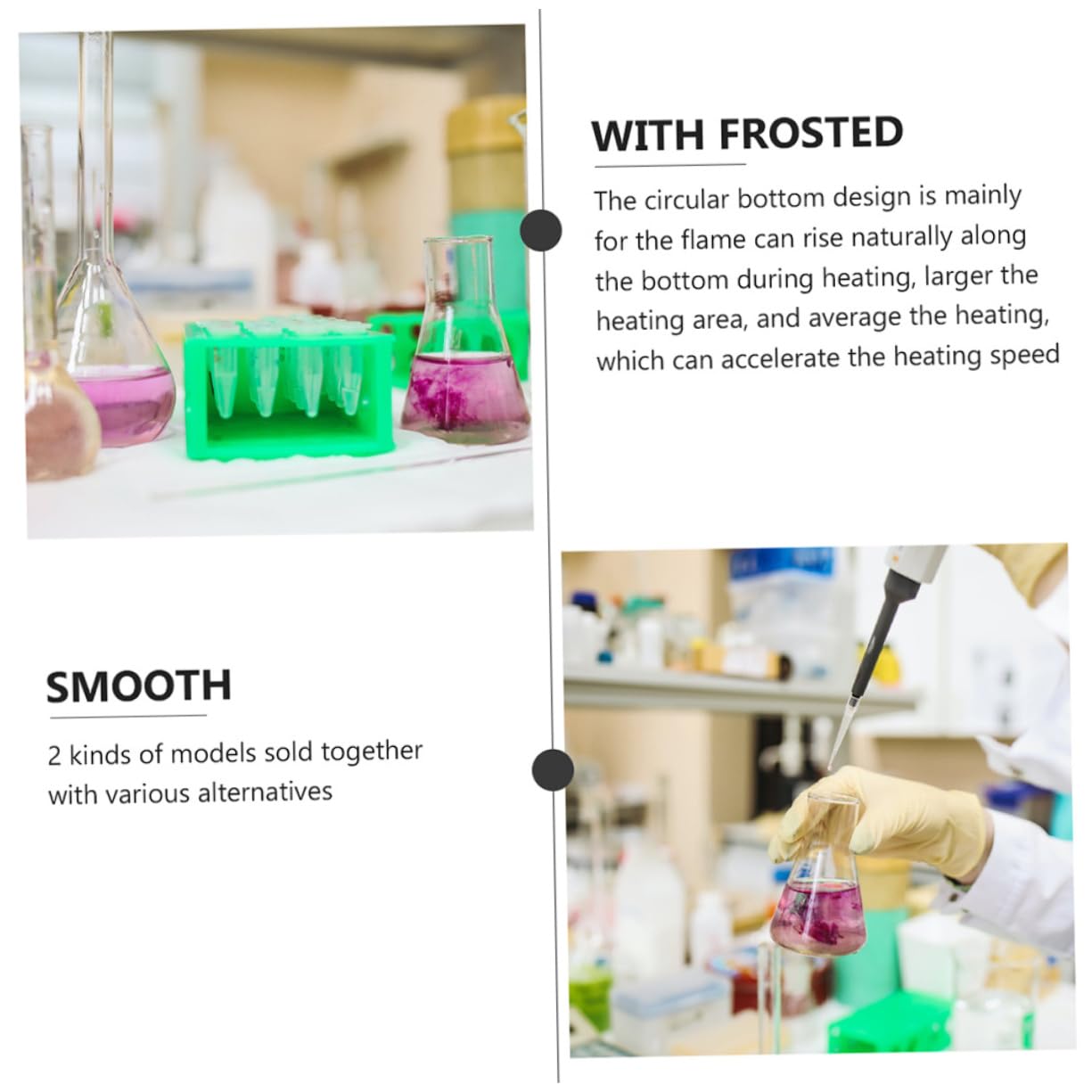 LAPYAPPE Science Flask 2pcs Round Bottom Glass Flasks for Long-Term Use in School