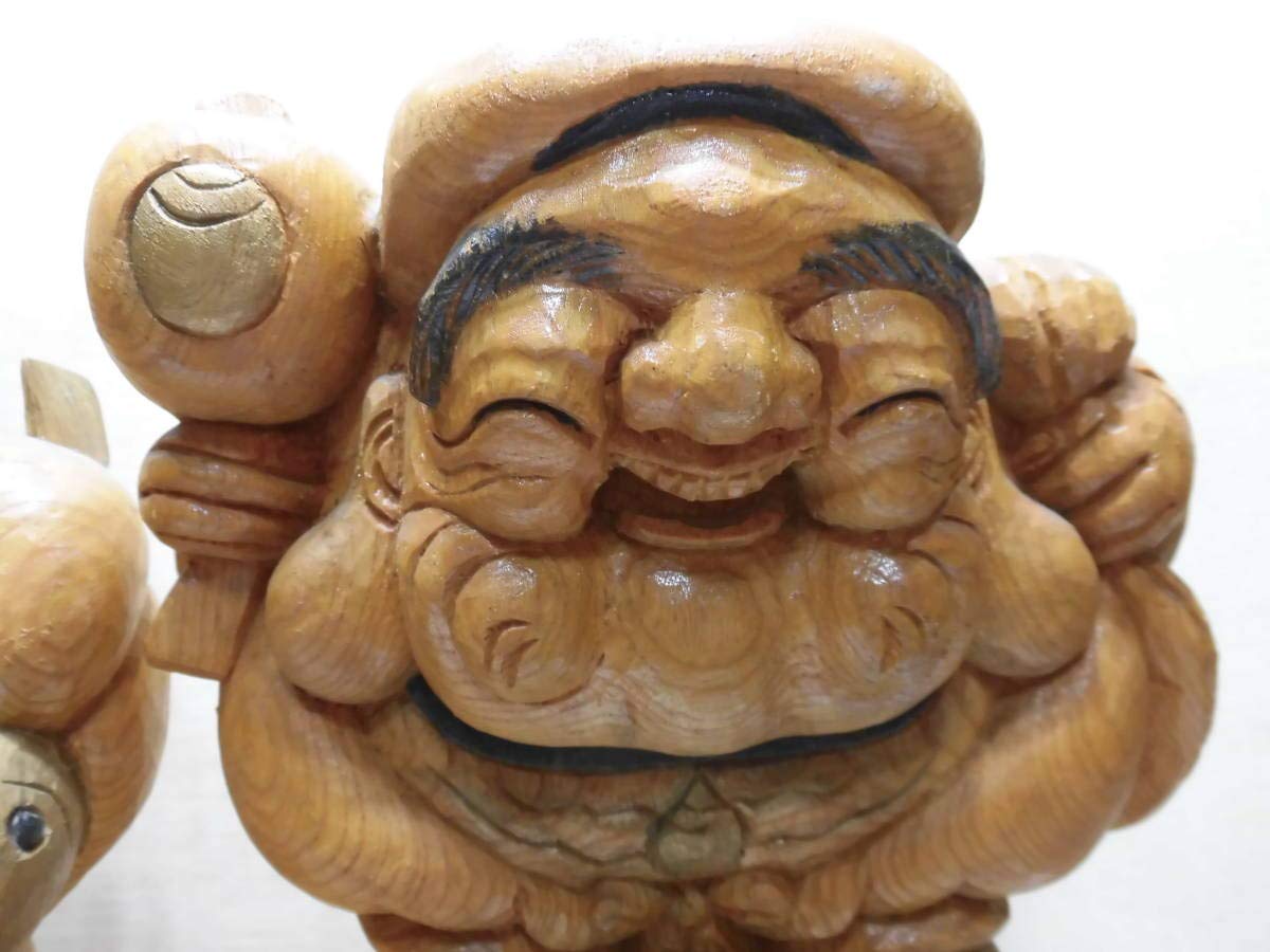 Amazon.co.jp: 恵比寿大黒一刀彫木彫（小樽の名人＝左甚五郎＝光治作