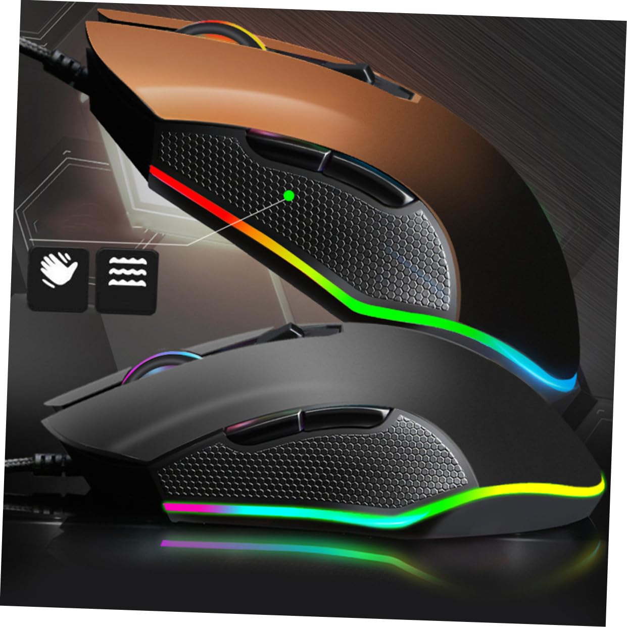 DOITOOL Tastiera Gaming Retroilluminata Una Mano Con Mouse Cablato Ergonomico Per Computer e Sport E-sport Facile Da Usare Durevole Per Casa e Dormitorio