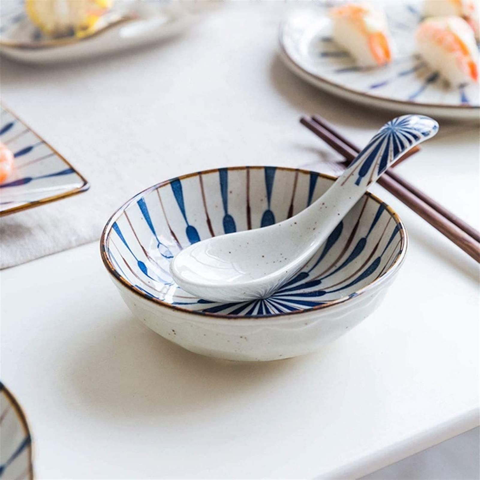Löffel Restaurants Keramischer Löffel, japanisches Dessert, Kaffeelöffel, for Home Restaurant Küche Wohnung 4-teiliges Set, 5.51 "x1.69" Esslöffel Hause(A)