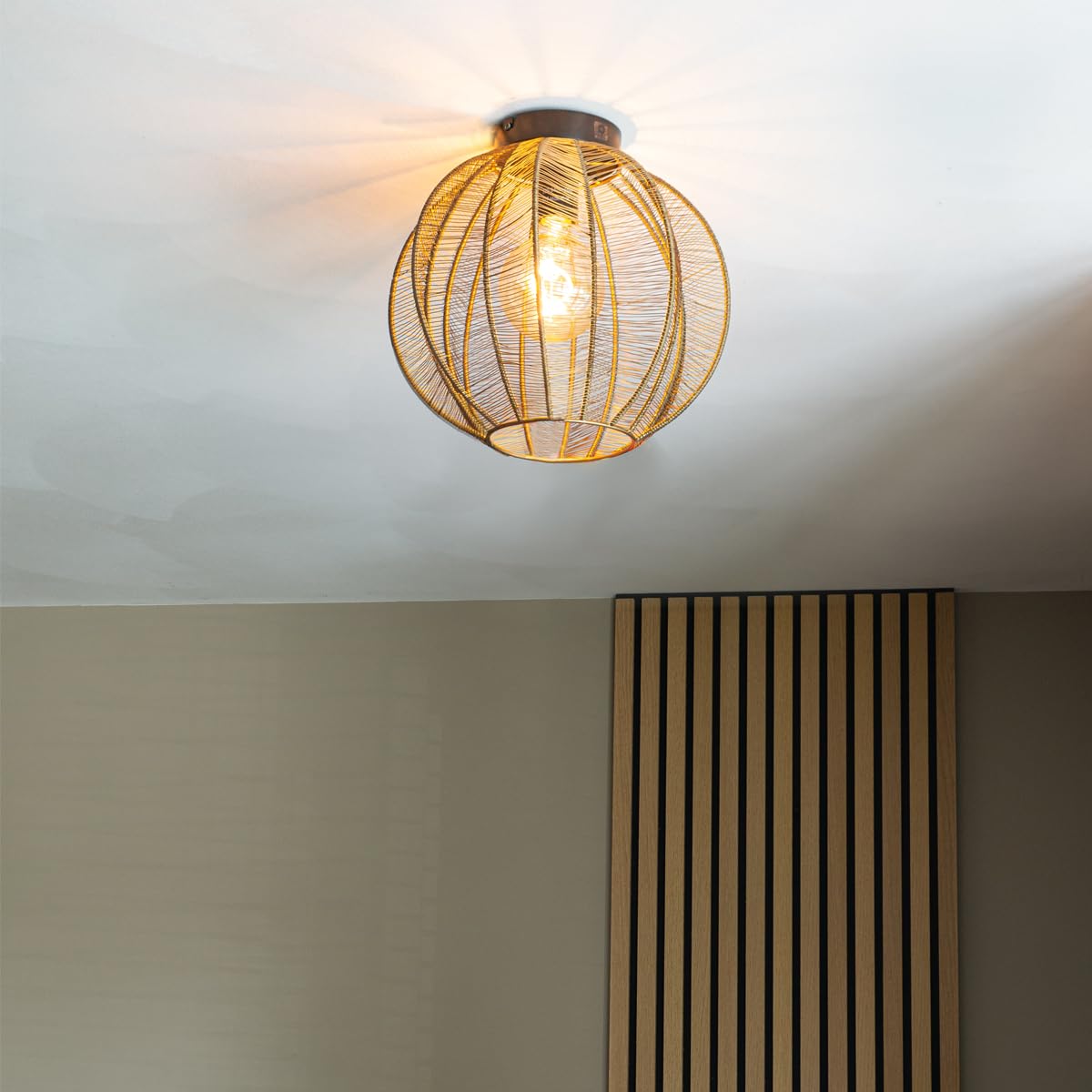 QAZQA Vintage Deckenleuchte Mangoes – 2-flammig, Bronze Mit Mangoholz, LED Geeignet E27, Dimmbar