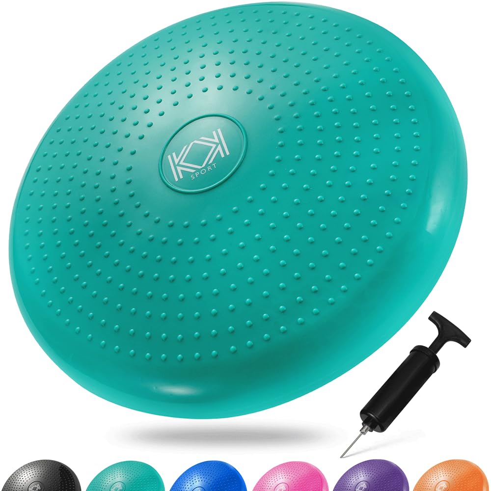 KK Balance Wobble Cushion for Adults, Inflatable Anti-Slip Stability Board for Physio, Posture & Fitness, Wobble Cushion (34cm) Balance Board & Fidget Cushion (Green) — image 1