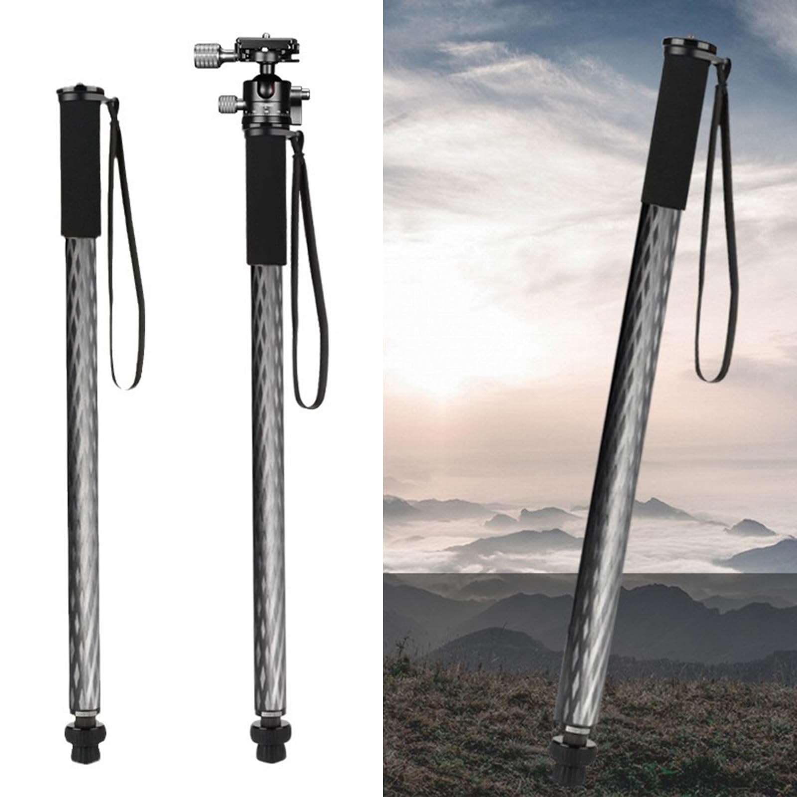Monopiede leggero a 4 sezioni lunghezza regolabile per fotocamere video multiuso bastone da trekking supporto luce DSLR monopiede