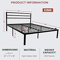 Vista 2 de Golden Gate Beds, base de cama de metal, base de colchón resistente con espacio de almacenamiento, no necesita somier, marco resistente, fácil
