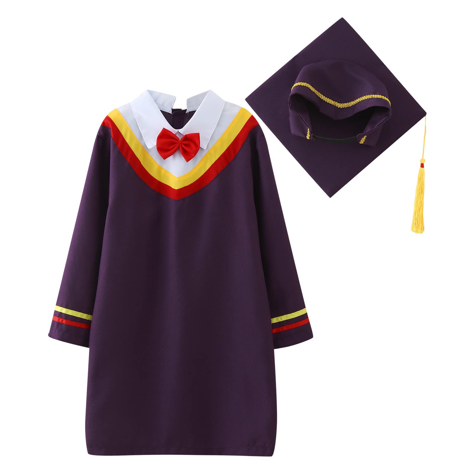 Regoss Academic Gown, Children, Graduation Gown, Tassel, Kids Graduation Academic Gown, Ceremony Suit, Boys, Girls, Bachelor Gown, Preschool 130 purple