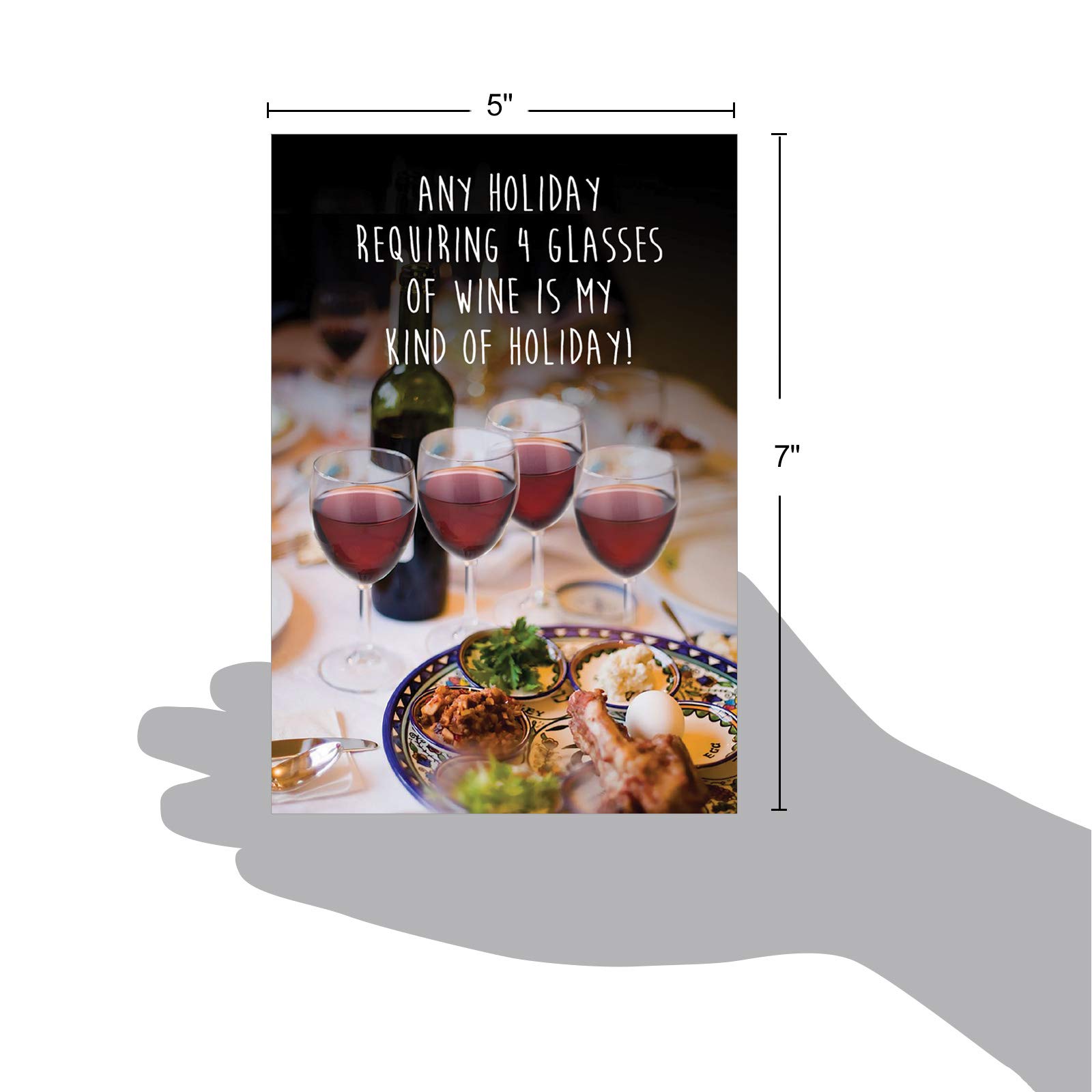 Funny Passover Wine Tasting Greeting Card - 5x7 Jewish Holiday Card With Envelope