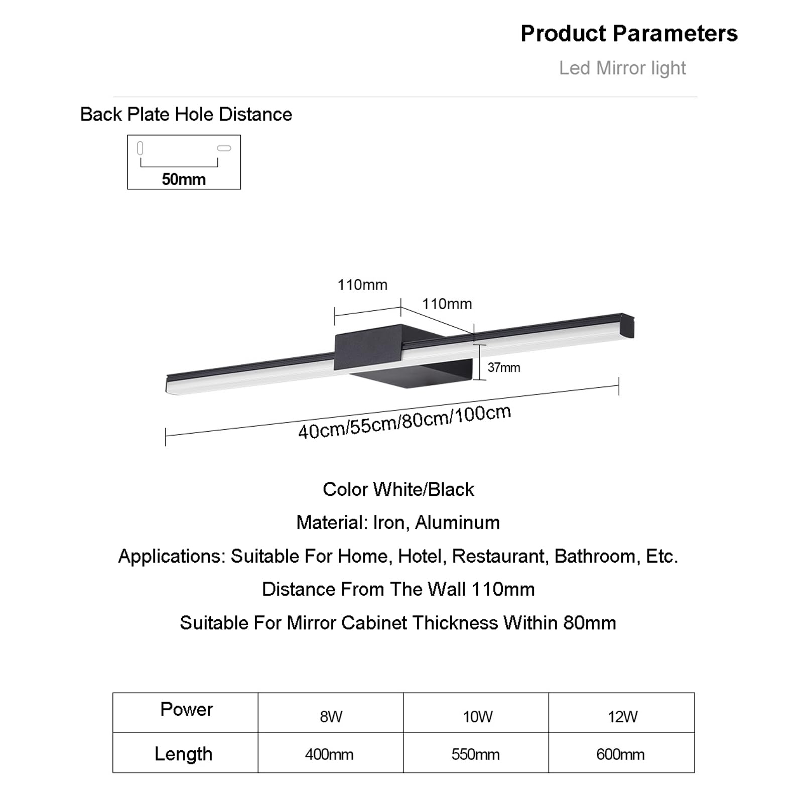 Moderna Barra Luminosa a LED per Illuminazione del Bagno Sconce da Parete Orizzontale 3000k Lampada da Specchio Semplice nordica sopra Lo Specchio per Il Bagno