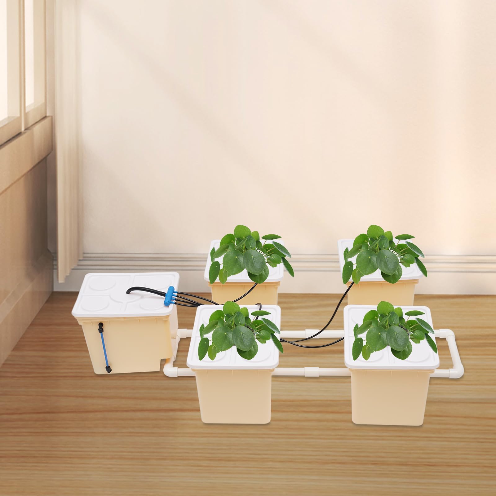 Sistema hidropónico de 5 macetas, 11 L, DWC, sistema hidropónico, kit de cubo, interior, vegetal, hidropónico, sistema de cultivo para verduras, frutas en invernaderos, jardines, balcones