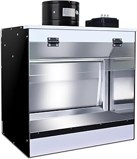 Airbrush-Kabine für Basteltische, Airbrush-Sprühkabine mit Wasserfall, mit Wasservorhang-Abluftsystem, LED-Beleuchtung, für Modellkuchen, Nagelkunst, Töpferei und Basteln,50x50cm