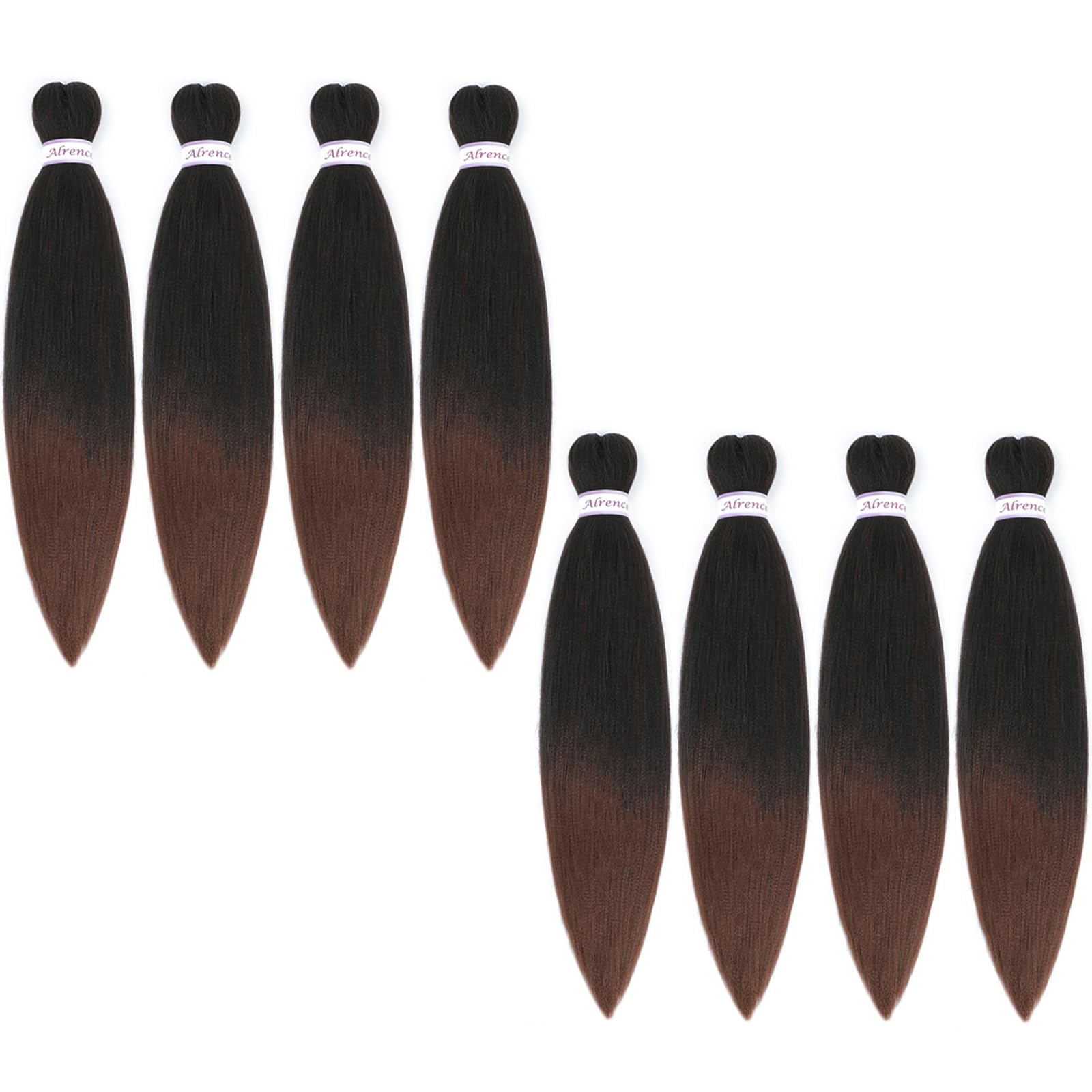 Alrence Pre Stretched Braiding Hair Long Braid 14 Inch 8 Packs Professional Braiding Hair Extensions Synthetic Crochet Twist Braids (14 Inch, T1B/30)