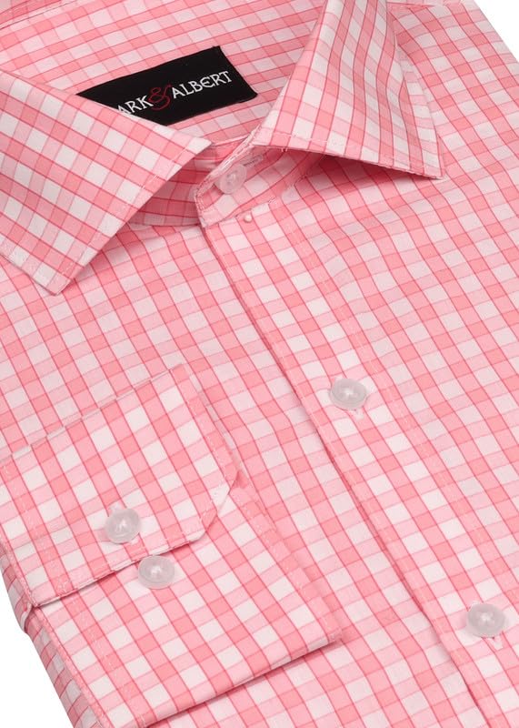 Image of MARK & ALBERT 100% Cotton Full Sleeves Regular Fit Formal Shirt for Men Blue