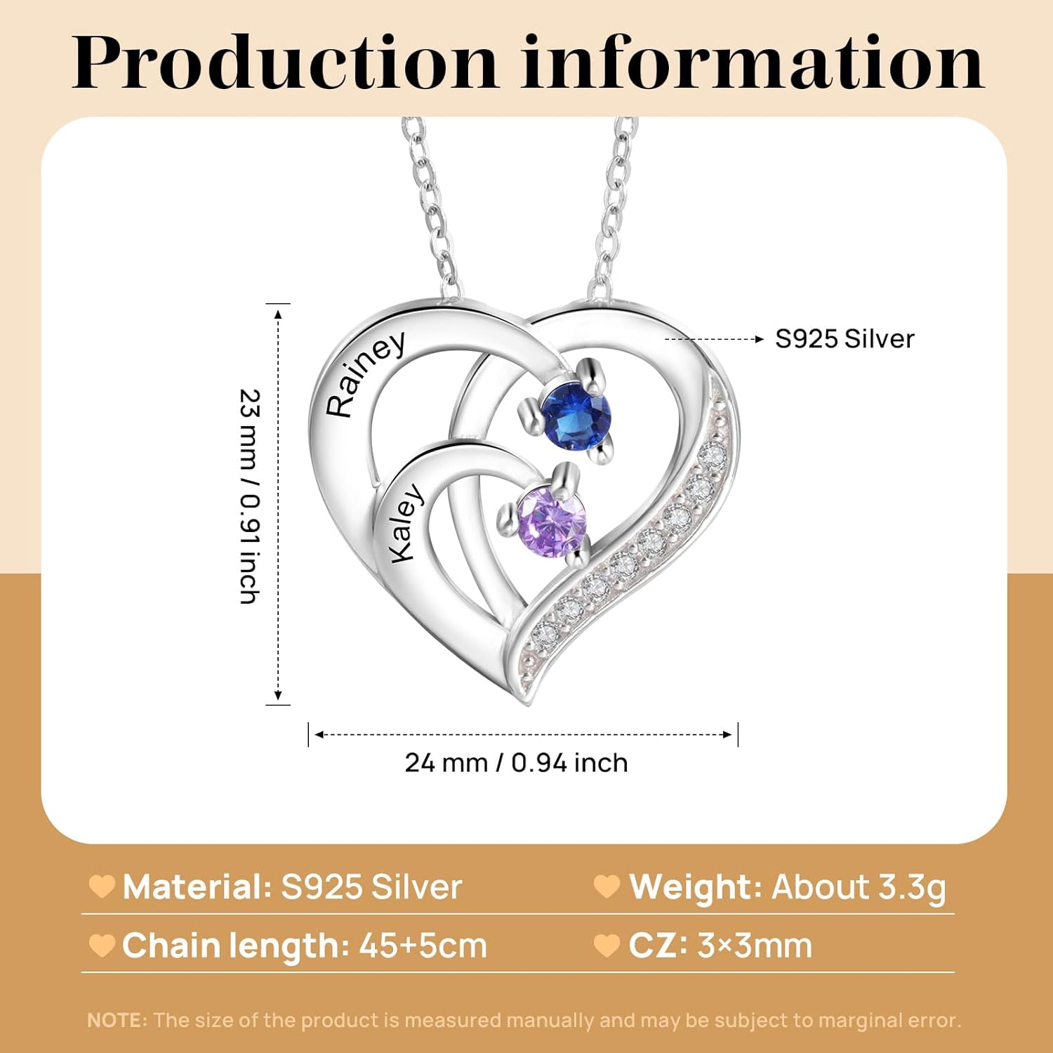 925 Sterling Silver Personalized Birthstone Necklace for Women - Custom Engraved Heart Pendant with 2~6 Names & Birthstones, Mothers Day Necklace, Gift for Mom, Wife, Grandma, and Her - Image 2