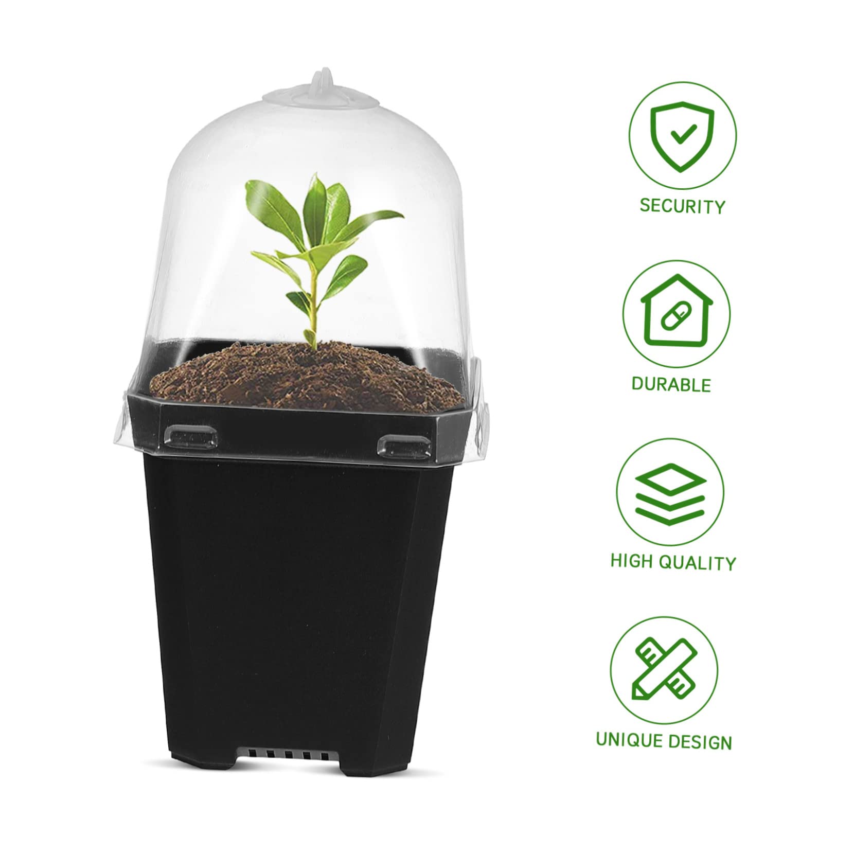 Hemoton 12Sets Plastic Nursery Pots with Humidity Dome Sturdy Starter Pots for Gardening for Outdoor and Indoor Plant Care