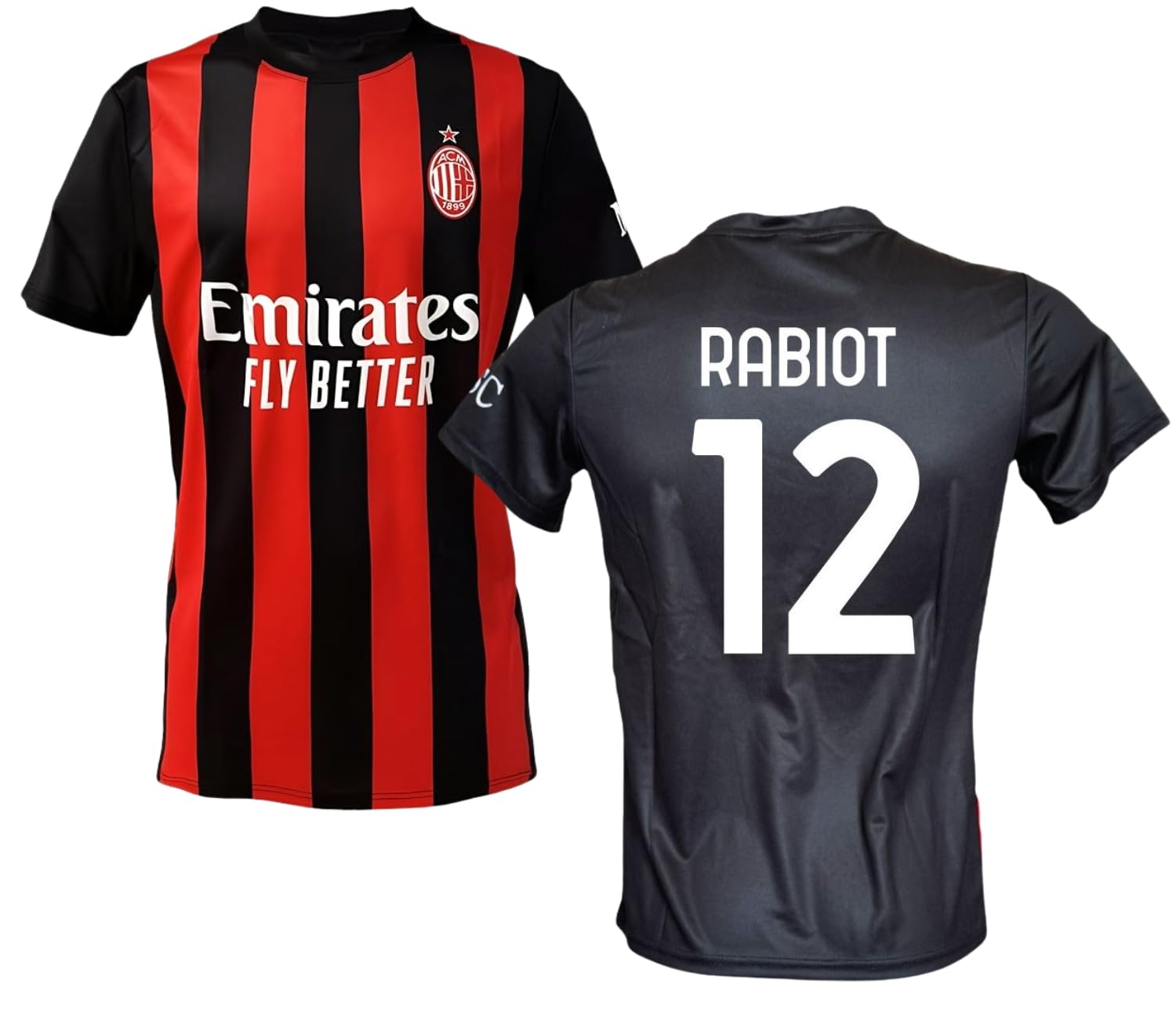 Maglia Milan Adrien Rabiot 12 Replica Ufficiale Autorizzata 2025-2026 Bambino (Taglie-Anni 4 6 8 10 12) Adulto (S M L XL XXL)