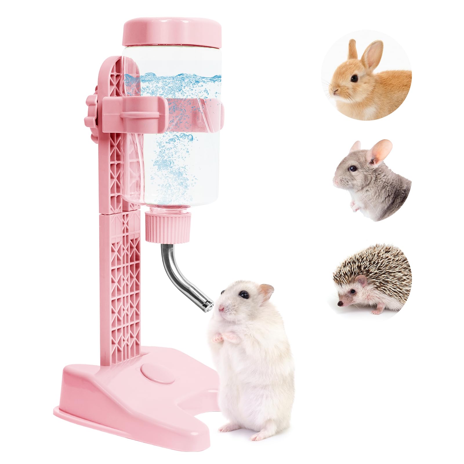 VANNON Pet Standing Water Dispenser Top Fill Dog Water Bottle Dispenser with Stand Leakproof Pet Slow Water Bottle for Small Animals, 13oz, BPA Free,