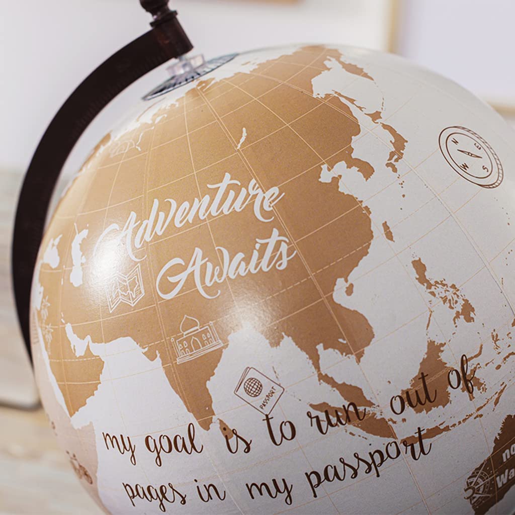 LIOONS Mappamondi Globo Mappamondo da Tavolo Americano Mappamondo con Base in Marmo in Legno Globi con Stampa HD Globi geografici per la Decorazione del Soggiorno Fine e Chiaro
