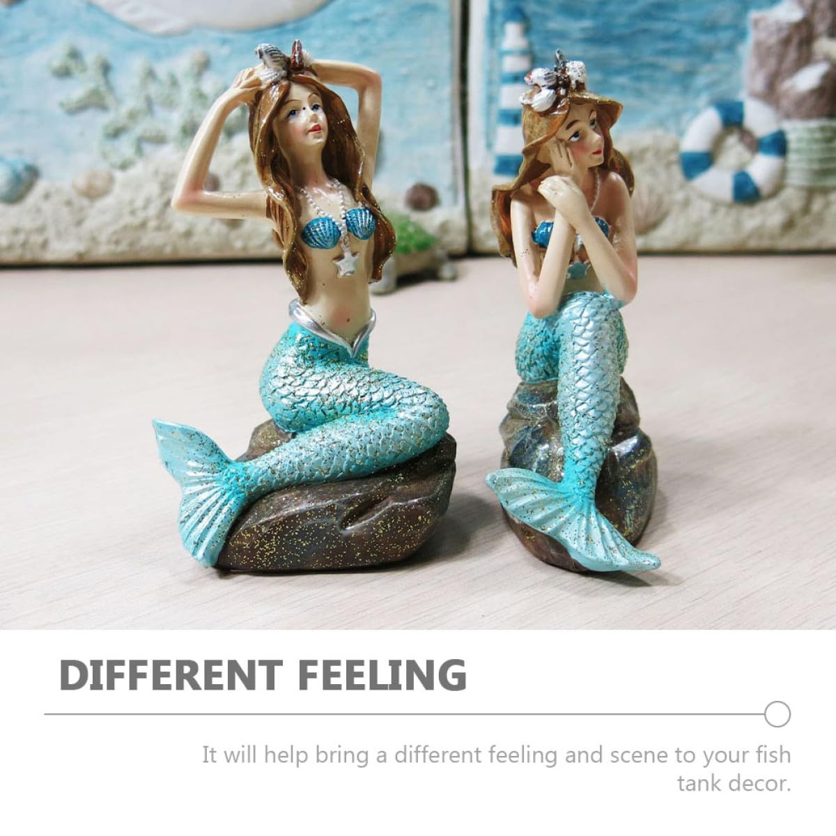 ibasenice Realistische Meerjungfrauen Figuren Leichte Aquarium Deko 2 Stück aus Kunstharz Feine Verarbeitung Zierelemente für Aquarien Landschaftsgestaltung