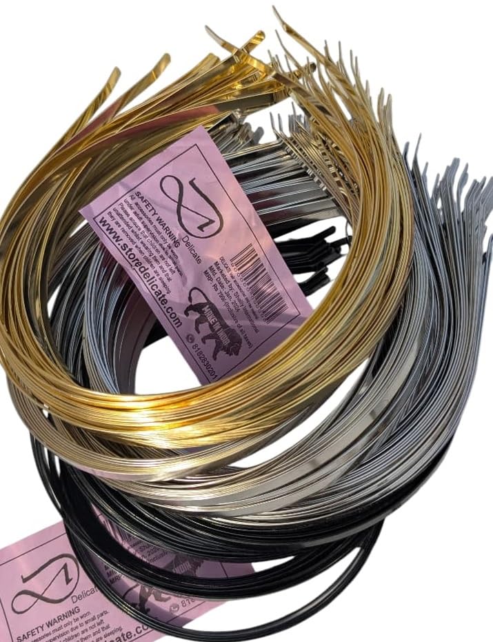 GOLDEN SILVER BLACK 8 PCS FOR EACH COLOUR METAL MAADE POLISHED AND PENTED HAIRBAND FOR MAKING FLOWEAL CARTOON OR FANCY HEADBBAND-image-31