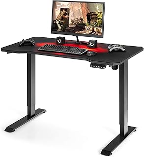 Tangkula Electric Stand up Gaming Desk, Height Adjustable Standing Desk with Programmable Memory & Splice Board, Sit to Stand Desk w/Intelligent Display, Multipurpose Workstation for Home Office