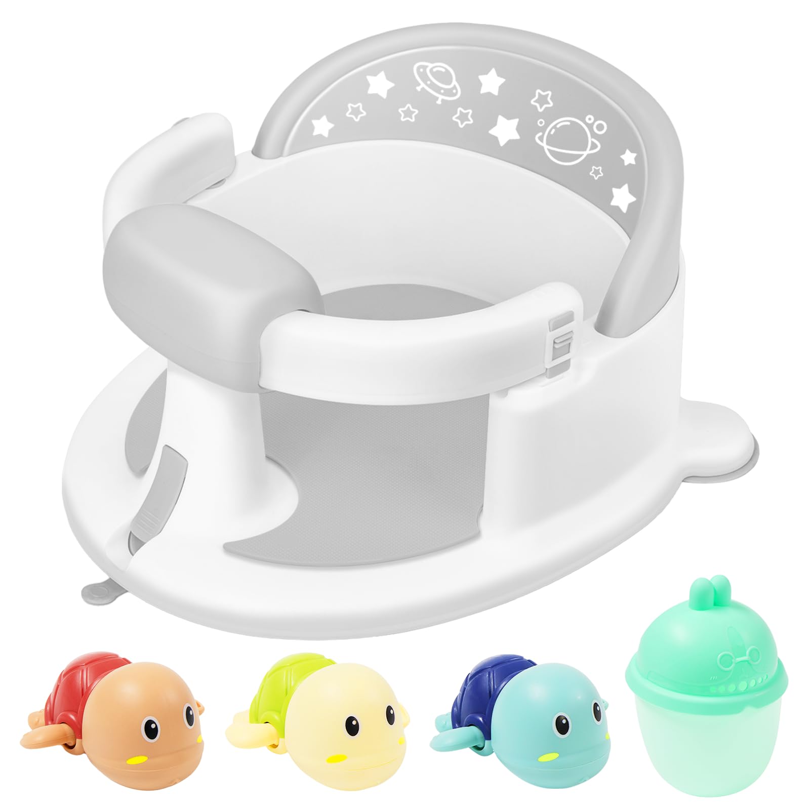 Photo 1 of SMGZG Baby Bath Seat 6M+, Non-Slip Cushion, 5-Pc Set for New Parents, Gray