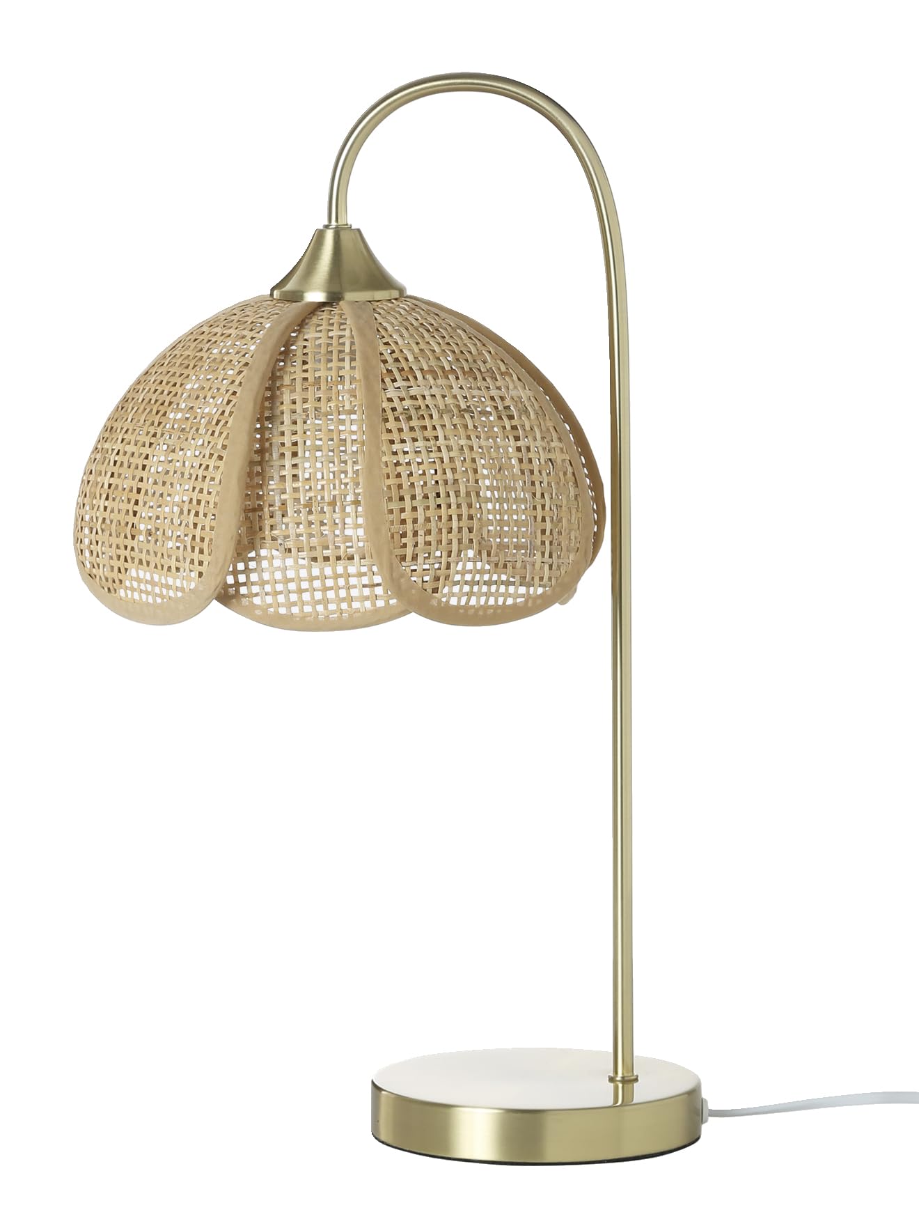 Vertbaudet Kinderzimmer Nachttischlampe aus Rattan mit Messingfuß gold