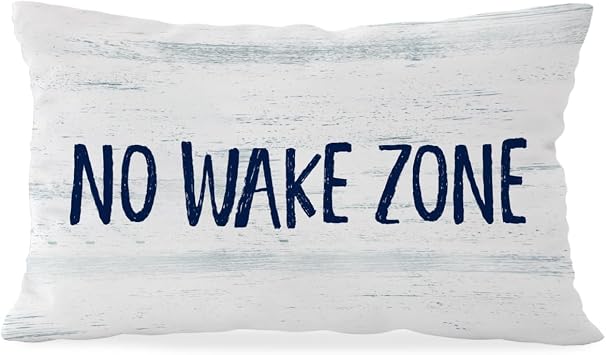 Nautical Decor Throw Pillow Cover 12x20, No Wake Zone Nautical Coastal Throw Pillows Bedding, Lake House Bedroom Porch Sofa Home Decoration