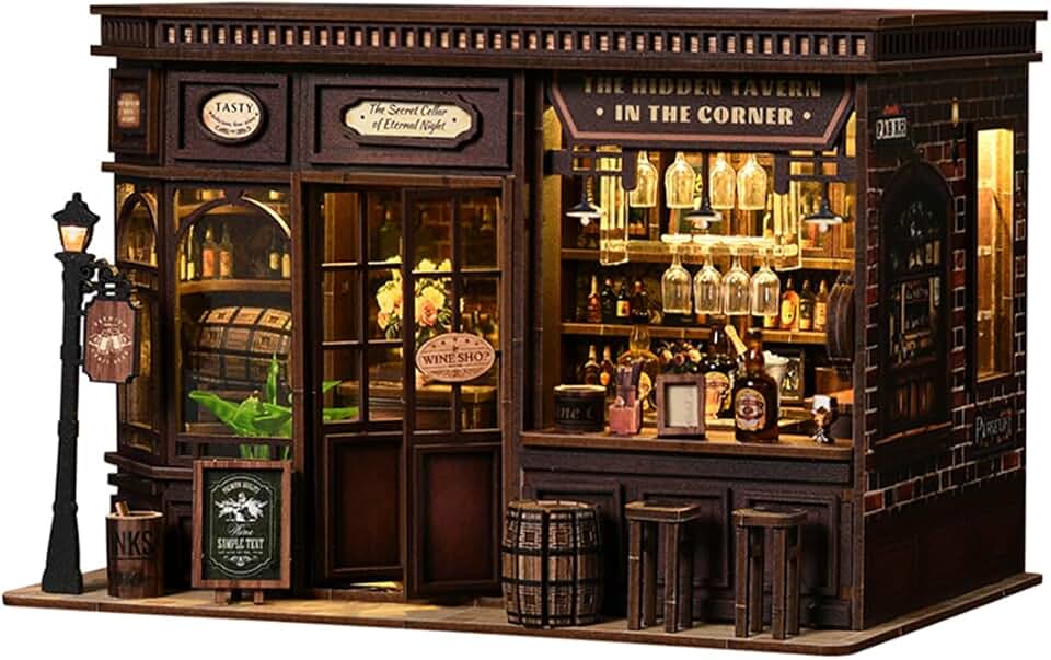 Kit DIY Casa Miniatura - Kit de Modelo de Book Nook Taberna, um Presente Adequado para Maiores de 14 Anos