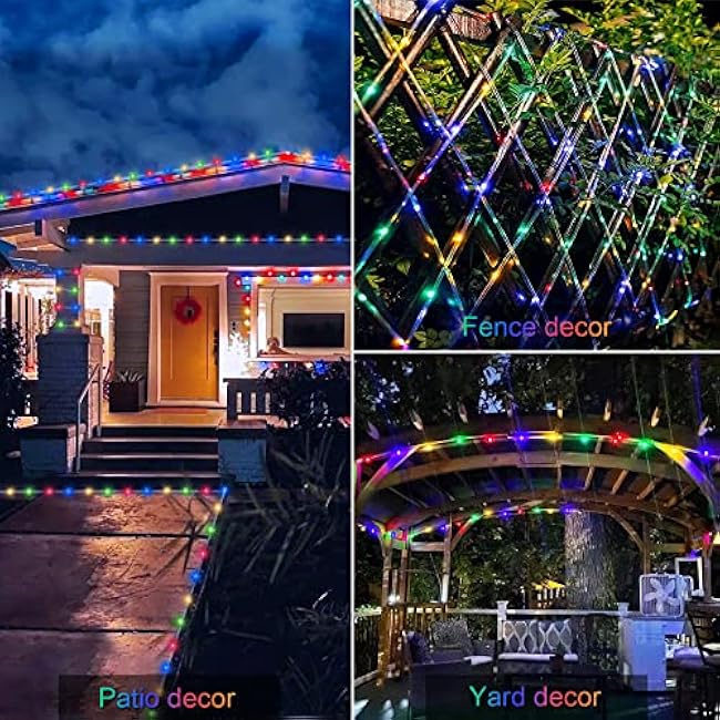 JMEXSUSS 8 Modes Solar Rope Lights Outdoor, 39.4ft 120LED Solar Rope Lights Outdoor Waterproof, PVC Tube Solar Fairy Lights(Multi Color)