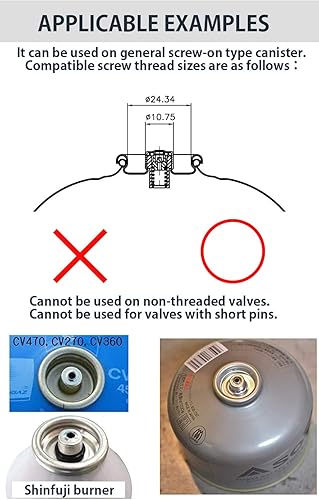 Miniatura 5 de CAMPINGMOON CAG 600 Adaptador de estufa de antorcha de propano con manguera de extensión (11.8"30cm), entrada recipiente de válvula lindal EN417,