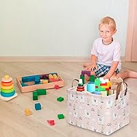 Vista 2 de FXOLCSHE - Canasta rectangular rosa de alpaca, canasta de lavandería impermeable plegable para guardería, canasta de juguetes para habitación